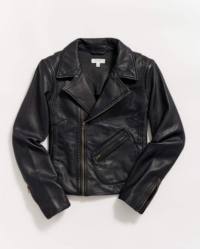 Women's Classic Moto Leather Jacket Crafted From Lambskin