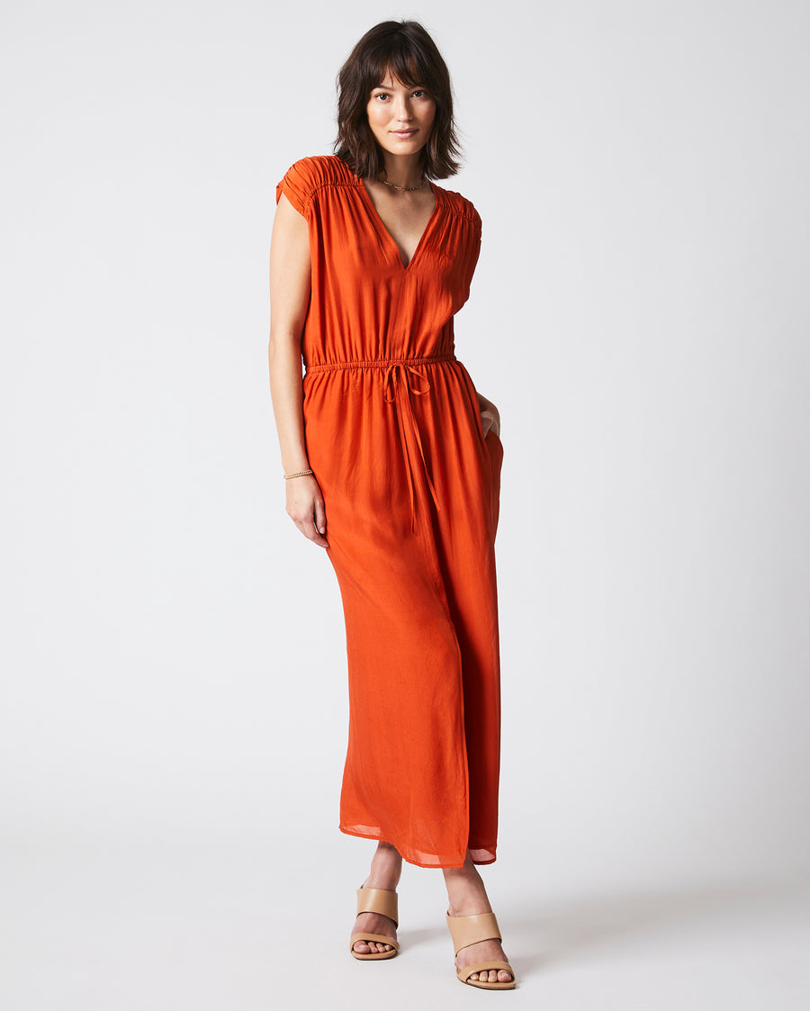 V Neck Maxi Dress in Clay