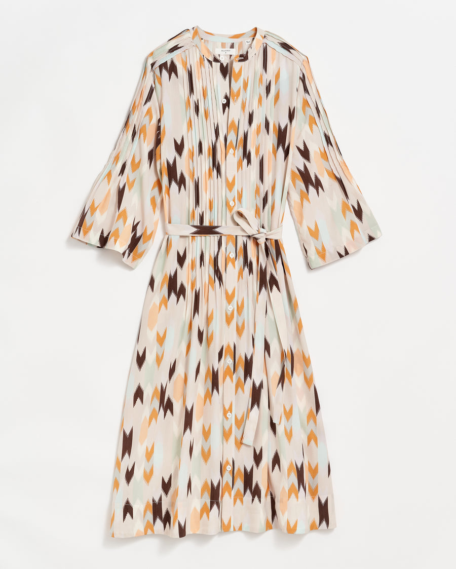 Silk Pleated Shirt Dress Print