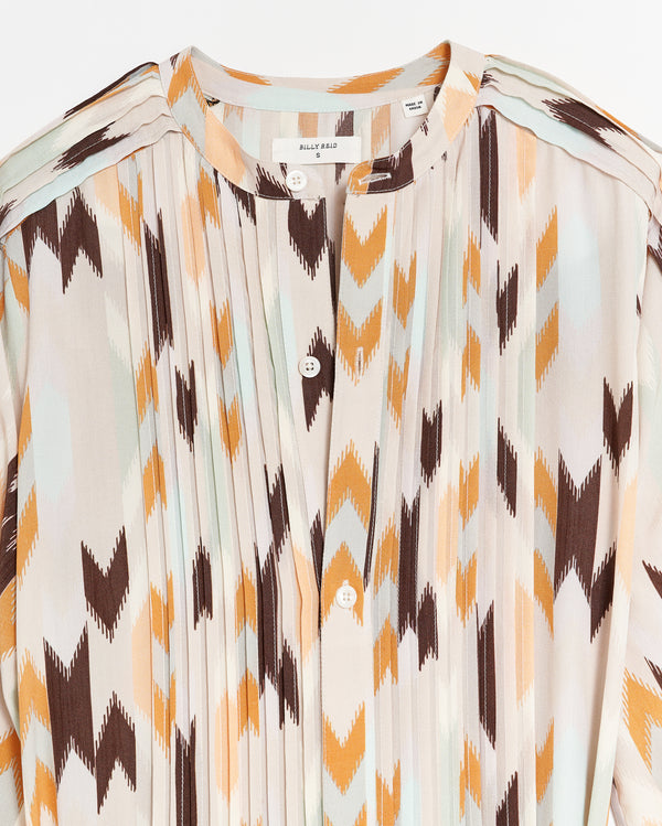 SILK PLEATED SHIRT DRESS PRINT