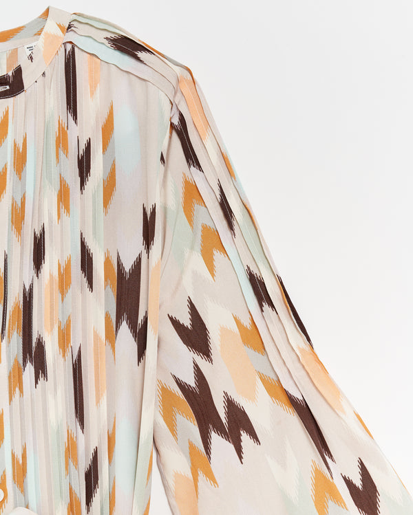 SILK PLEATED SHIRT DRESS PRINT