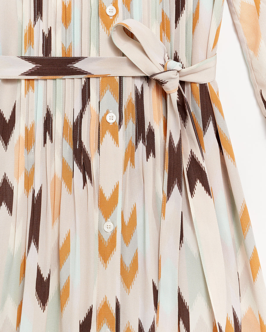 SILK PLEATED SHIRT DRESS PRINT