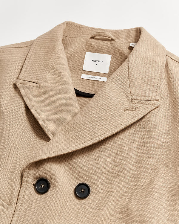 Collar Detail | Canvas Bond Peacoat in Sand