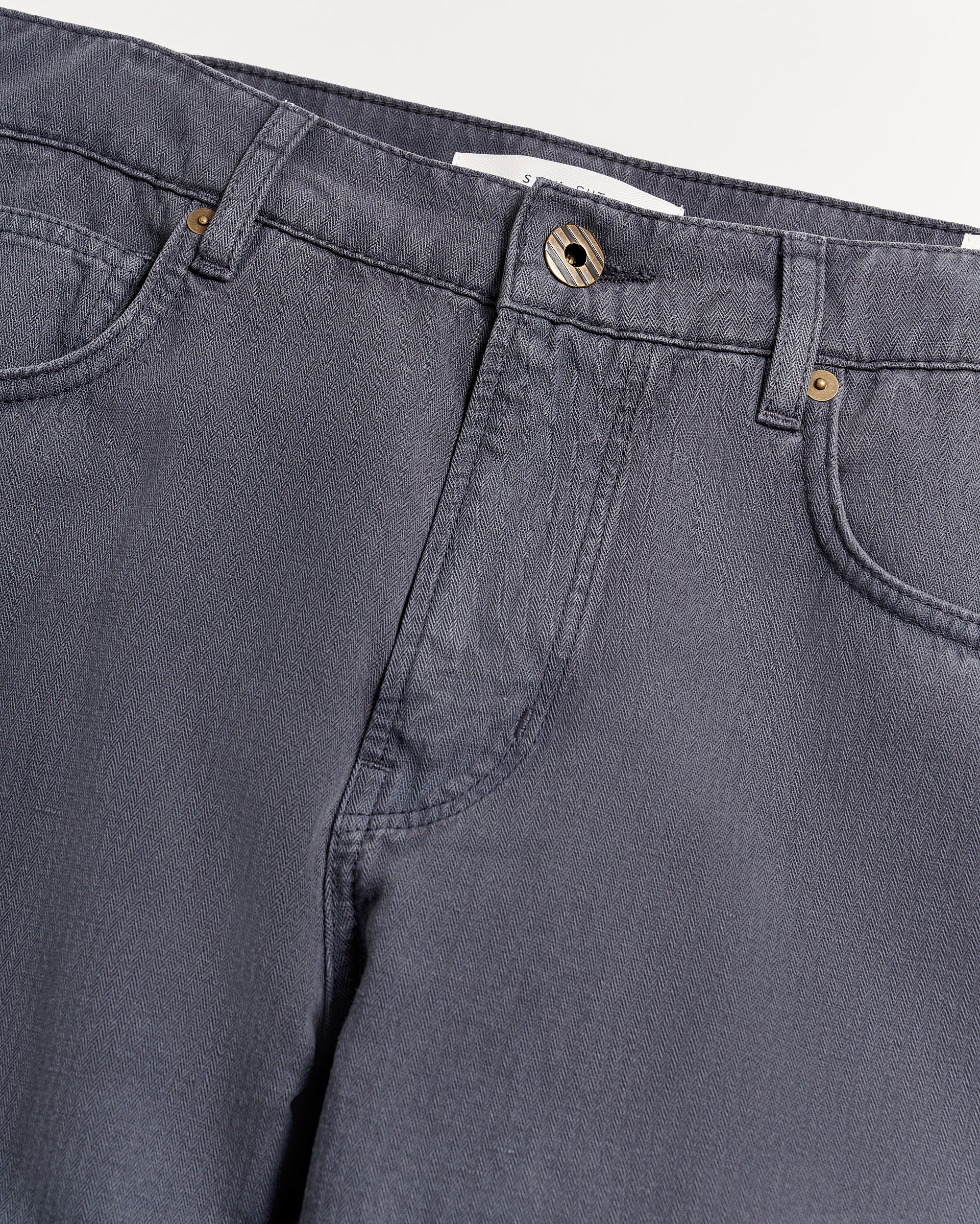 Cotton Linen 5 Pocket Pant in Carbon Blue