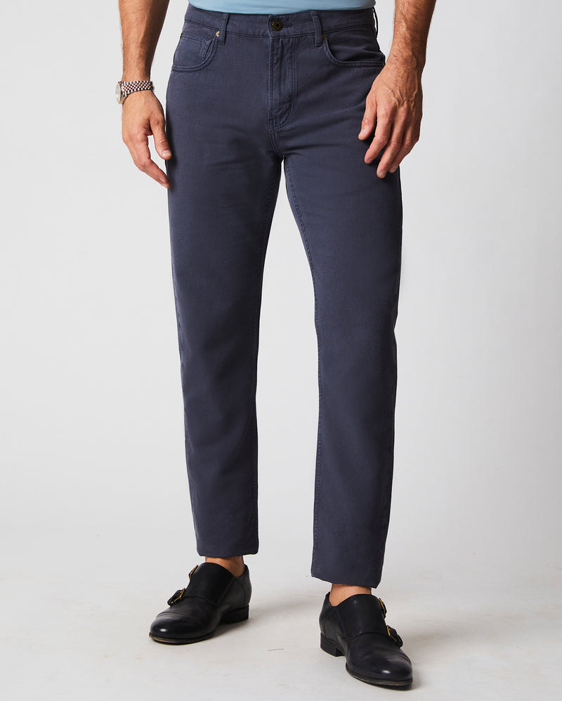 Cotton Linen 5 Pocket Pant in Carbon Blue