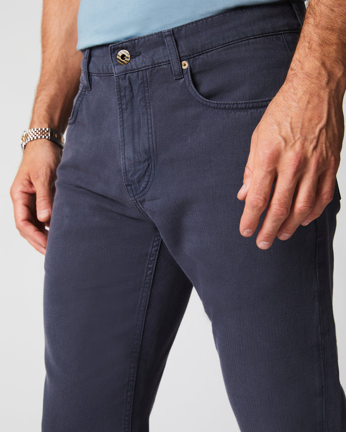 Cotton Linen 5 Pocket Pant in Carbon Blue