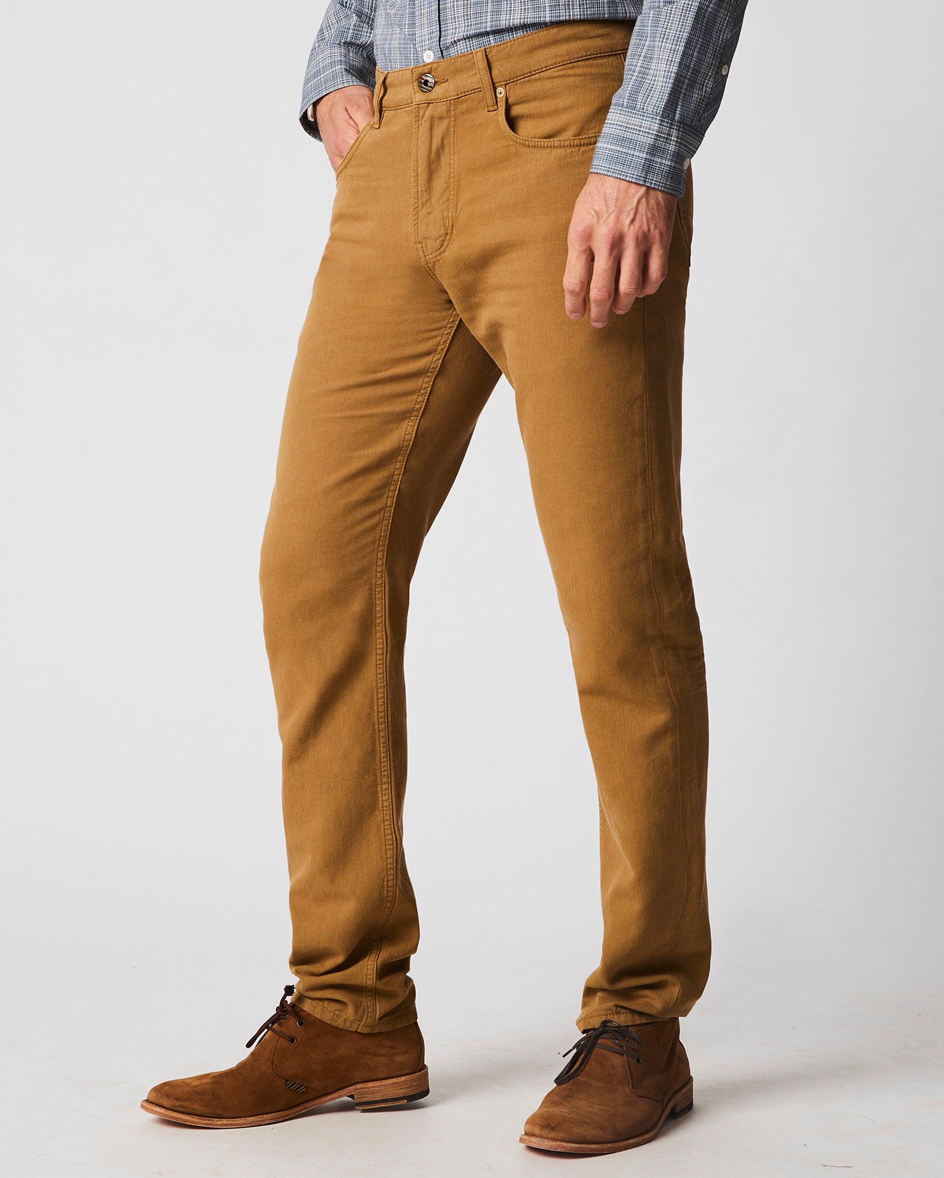COTTON LINEN 5 POCKET PANT IN DARK TAN Billy Reid
