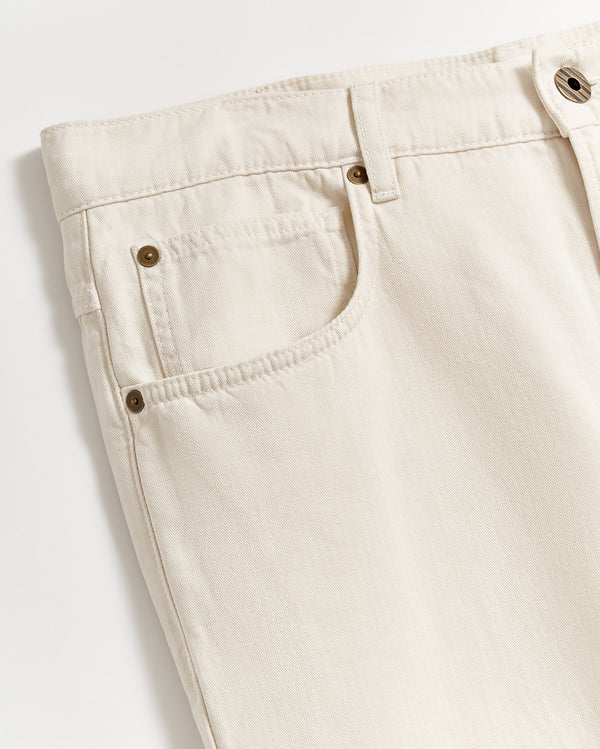 Cotton Linen 5 Pocket Pant in Eggshell