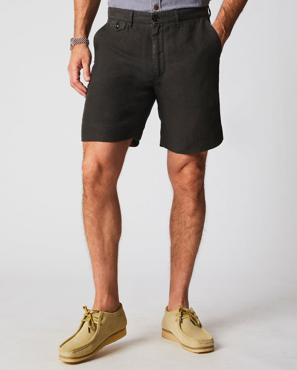 Linen Moore Short in Steel Grey