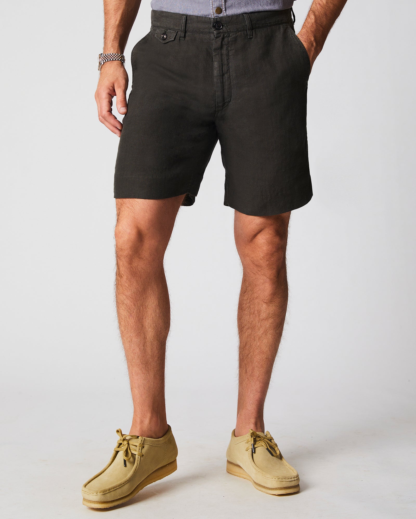 Linen Moore Short in Steel Grey