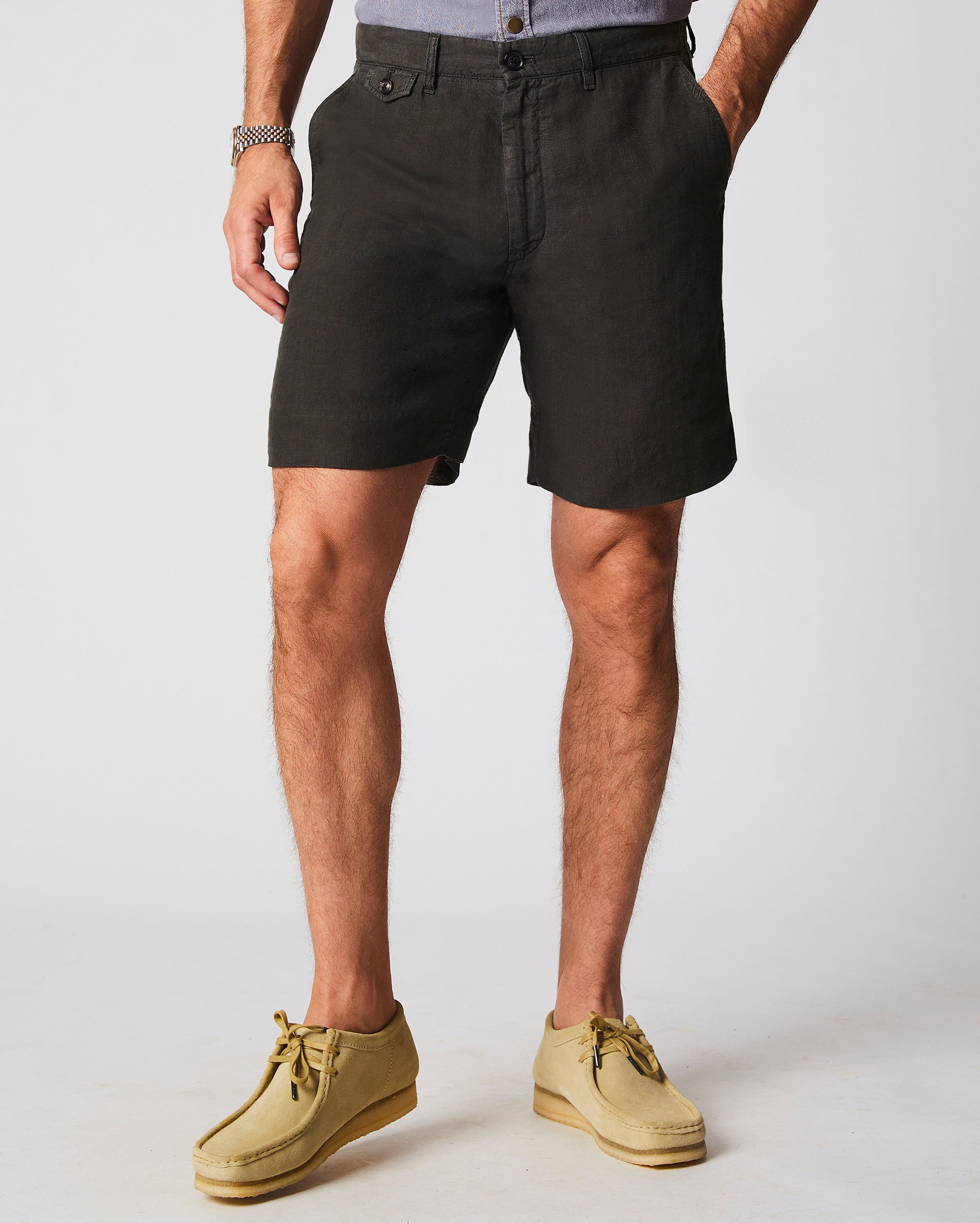 Linen Moore Short in Steel Grey