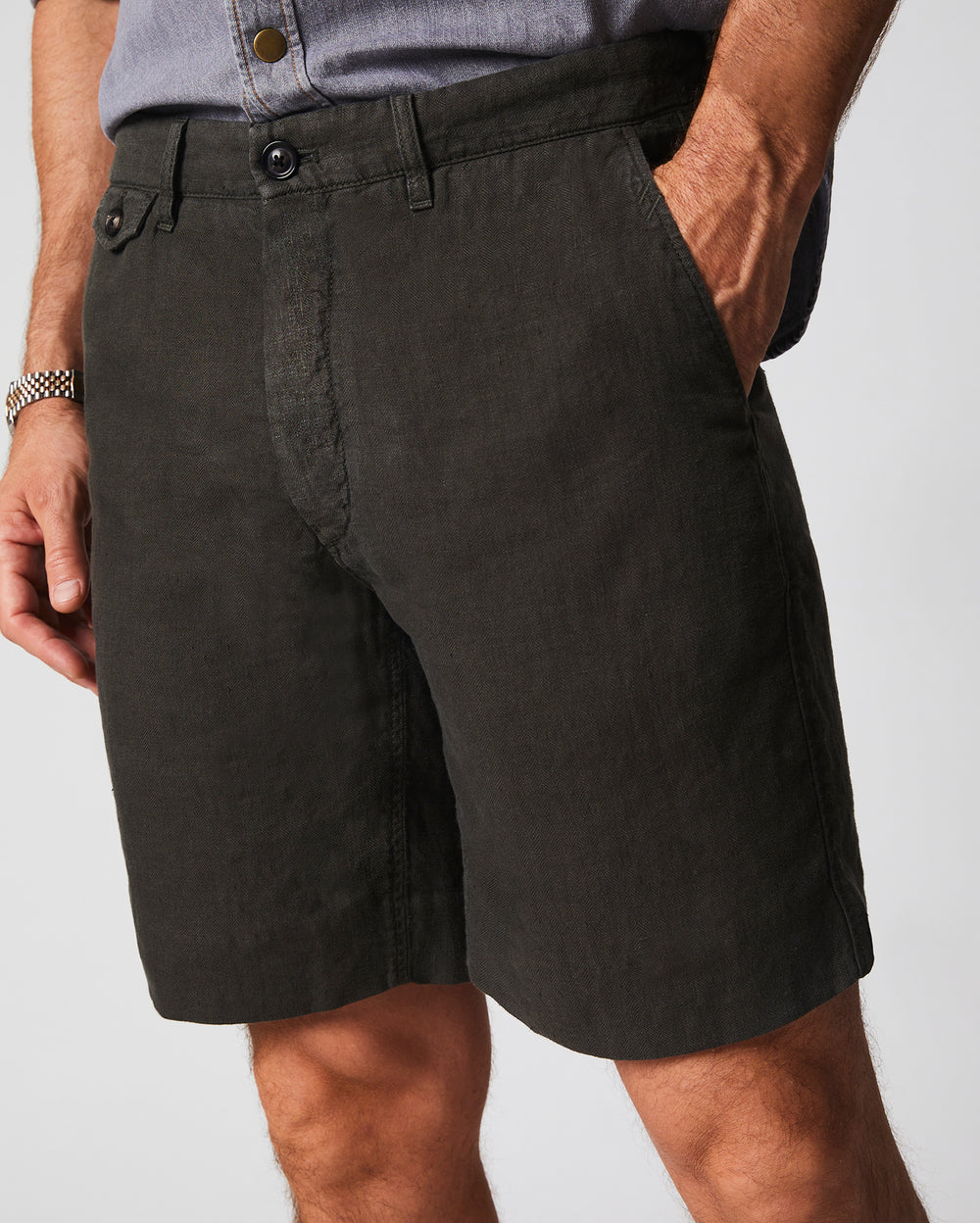 Linen Moore Short in Steel Grey