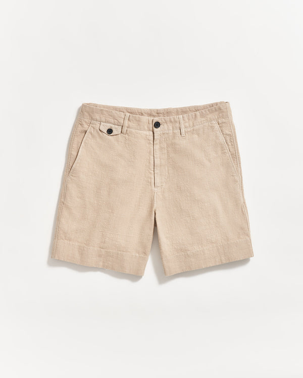 Slub cotton short in khaki