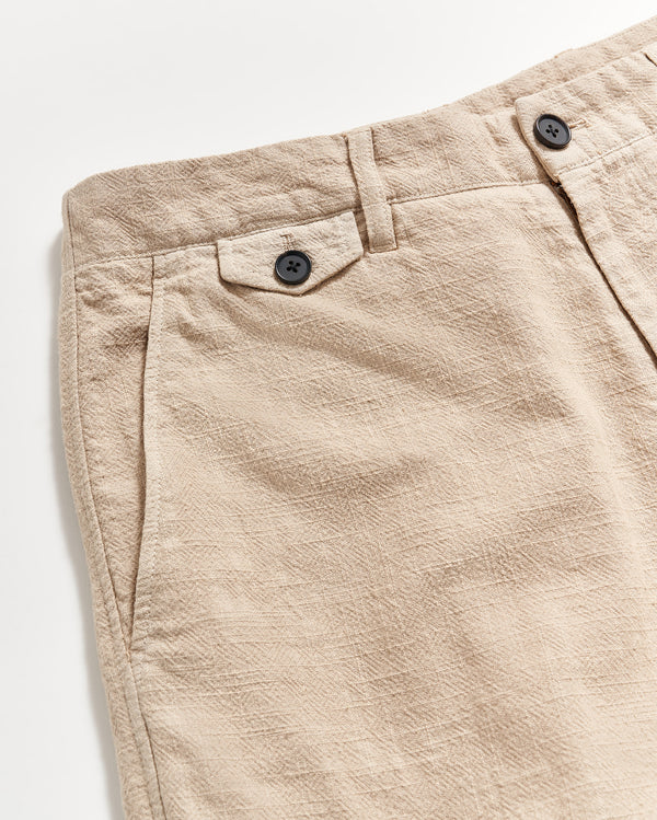 Slub cotton short in khaki