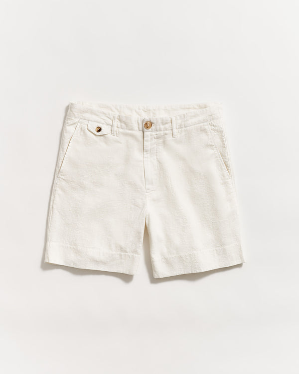 Slub Cotton Short in Tinted White