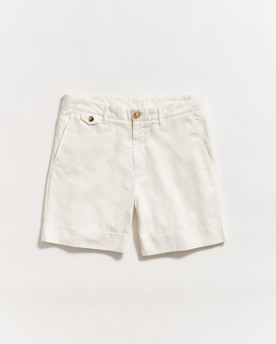 Slub Cotton Short in Tinted White